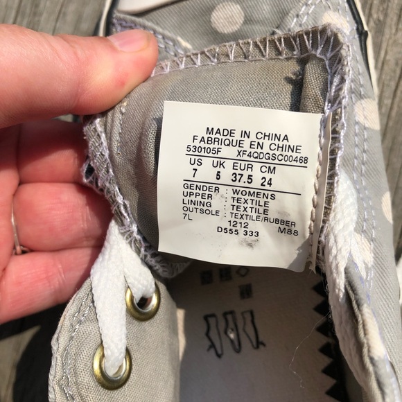 ALL STAR Converse Sneakers Gray/Blue Polka Dots / Double Tongue Women's Size 7 - Picture 10 of 13